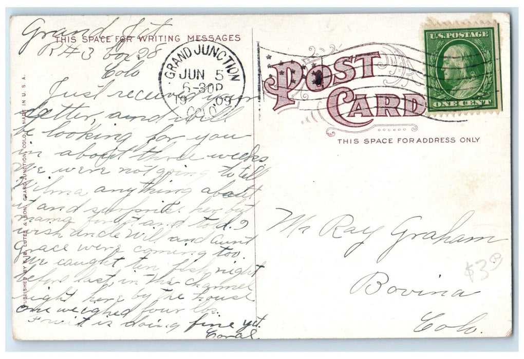 1909 Grand Junction High School Grand Junction Colorado CO Antique Postcard