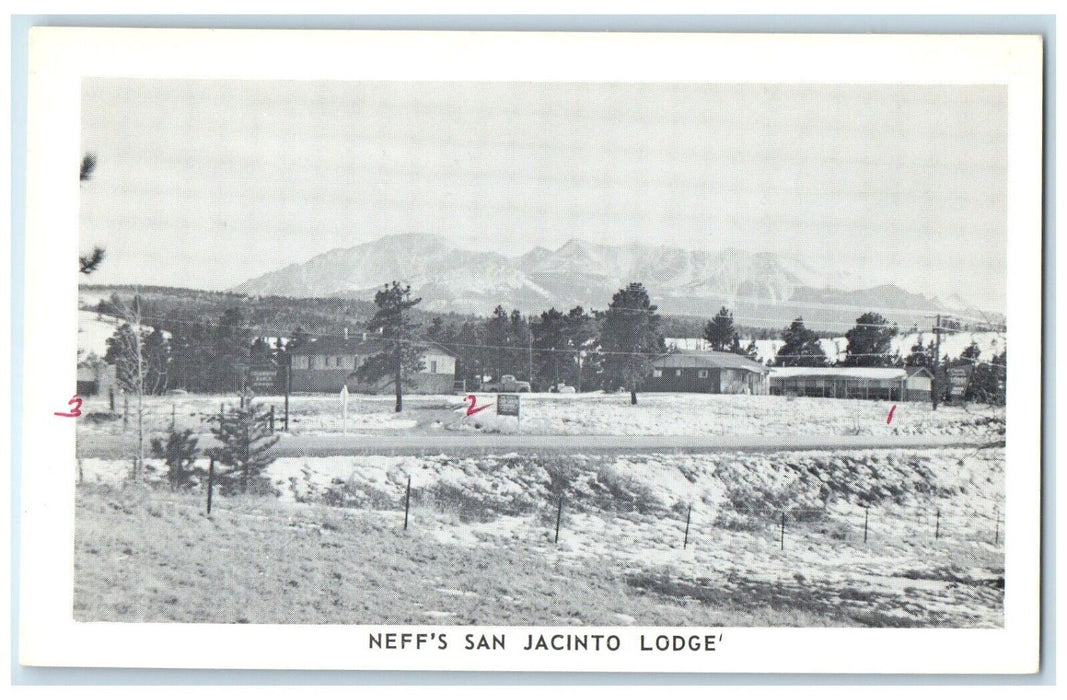 Neff's San Jacinto Lodge Motel Woodland Park Colorado CO, Mountain View Postcard
