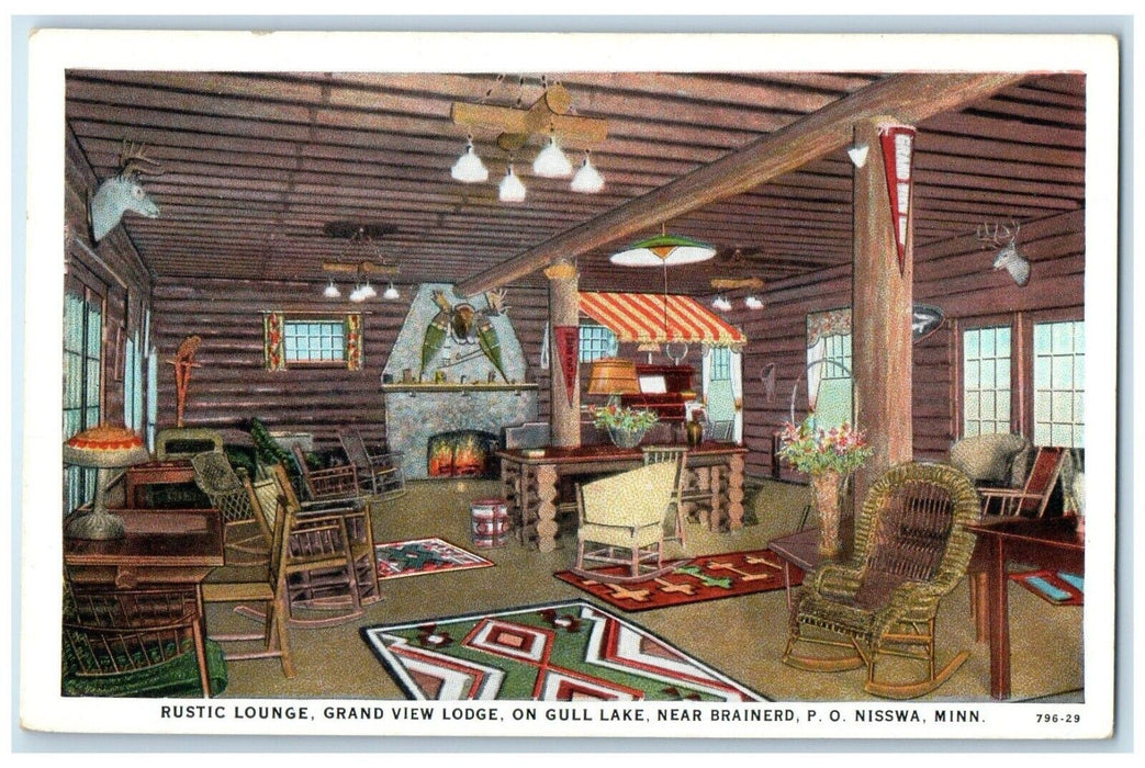 Rustic Lounge Grand View Lodge On Gull Lake Brainerd PO Nisswa MN Postcard