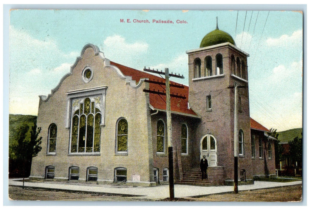 1908 Side Entrance to M.E. Church Palisade Colorado CO Antique Posted Postcard