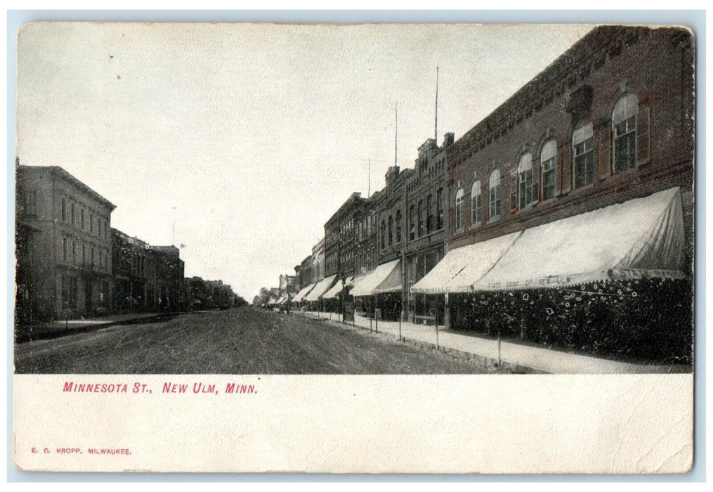c1905 Minnesota Street Stores Buildings New Ulm Minnesota MN Antique Postcard