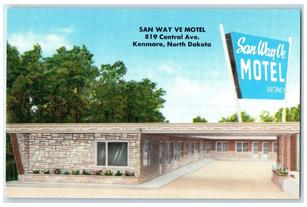 c1950's San Way Ve Motel Roadside Kenmare North Dakota ND Vintage Postcard