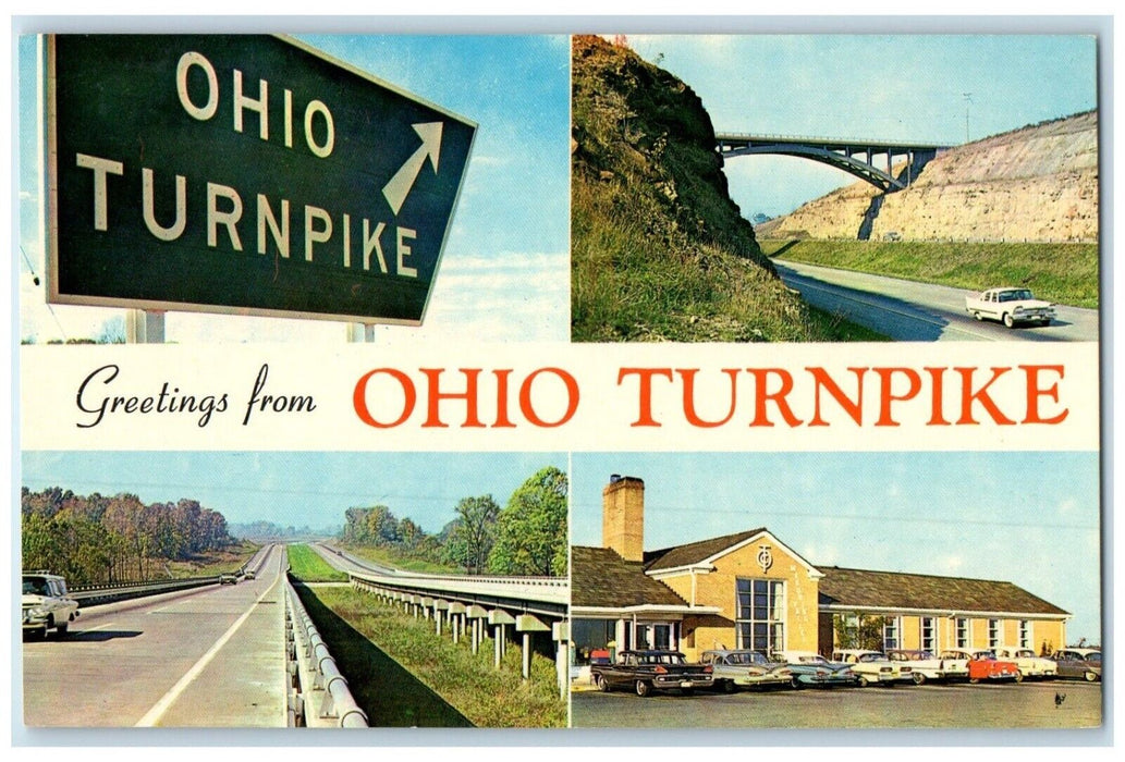 c1950's Greetings From Ohio Turnpike OH, Multiview Unposted Vintage Postcard