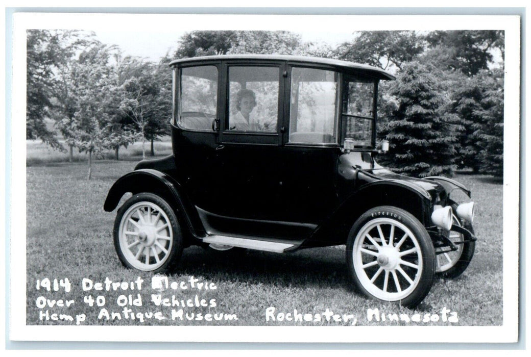 1914 Detroit Electric Vehicles Car Rochester Minnesota MN RPPC Photo Postcard