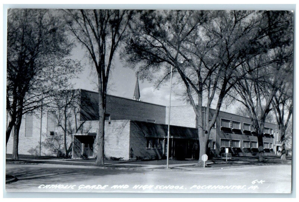 c1940's Catholic Grade And High School Pocahontas Iowa IA RPPC Photo Postcard