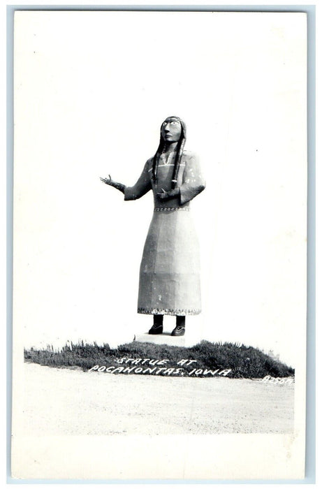 c1910's View Of Statue At Pocahontas Iowa IA RPPC Photo Antique Postcard