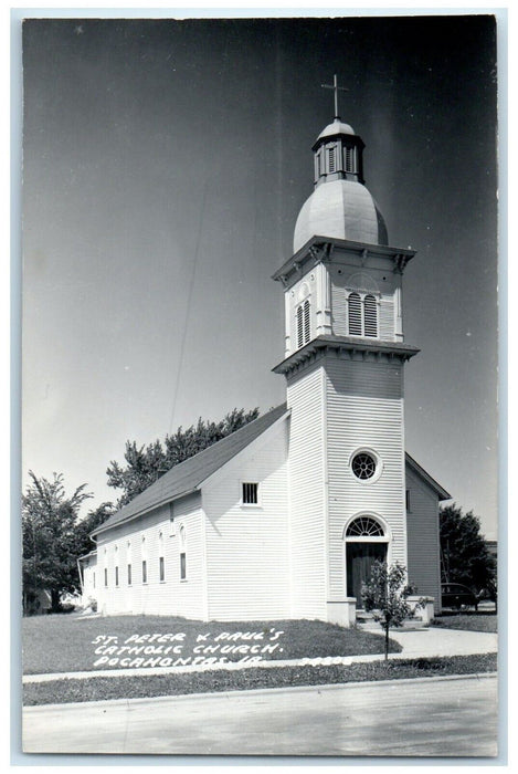 c1940's St. Peter & Paul's Catholic Church Pocahontas IA RPPC Photo Postcard