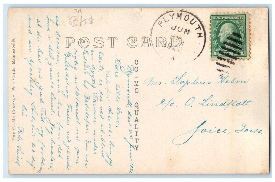 1922 Beauty Spot River Scene Plymouth Iowa IA RPPC Photo Posted Vintage Postcard