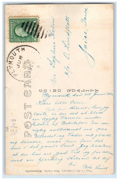 1922 Beauty Spot River Scene Plymouth Iowa IA RPPC Photo Posted Vintage Postcard