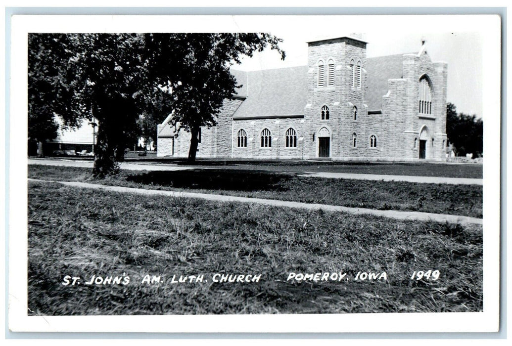 1954 St. John's Am Lutheran Church Pomeroy Iowa IA RPPC Photo Vintage Postcard