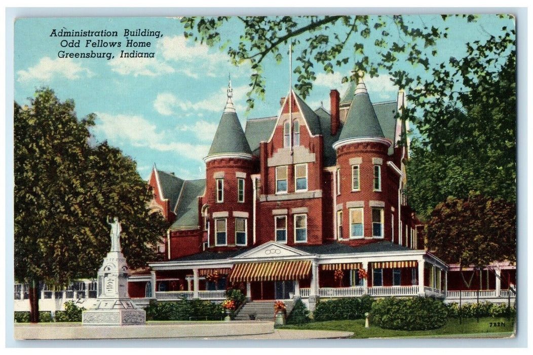 1954 Administration Building Odd Fellows Home Field Greensburg Indiana Postcard