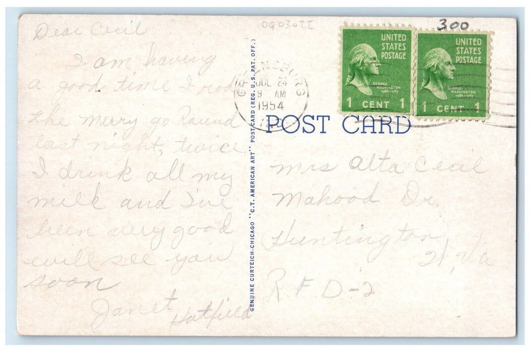 1954 Administration Building Odd Fellows Home Field Greensburg Indiana Postcard