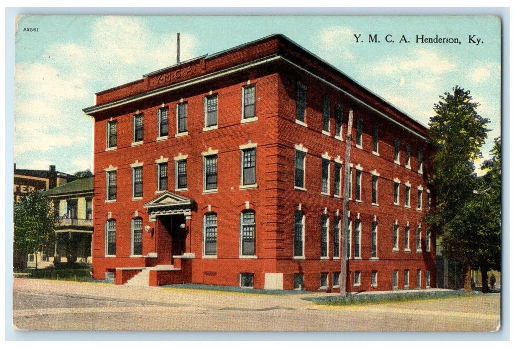 c1910 YMCA Exterior Building Street Henderson Kentucky Vintage Antique Postcard