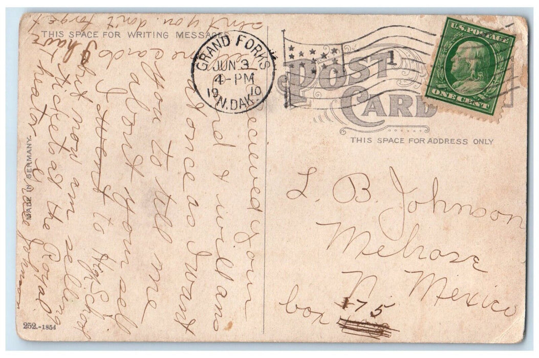 1910 Shelter House Lincoln Park Exterior Field Grand Forks North Dakota Postcard