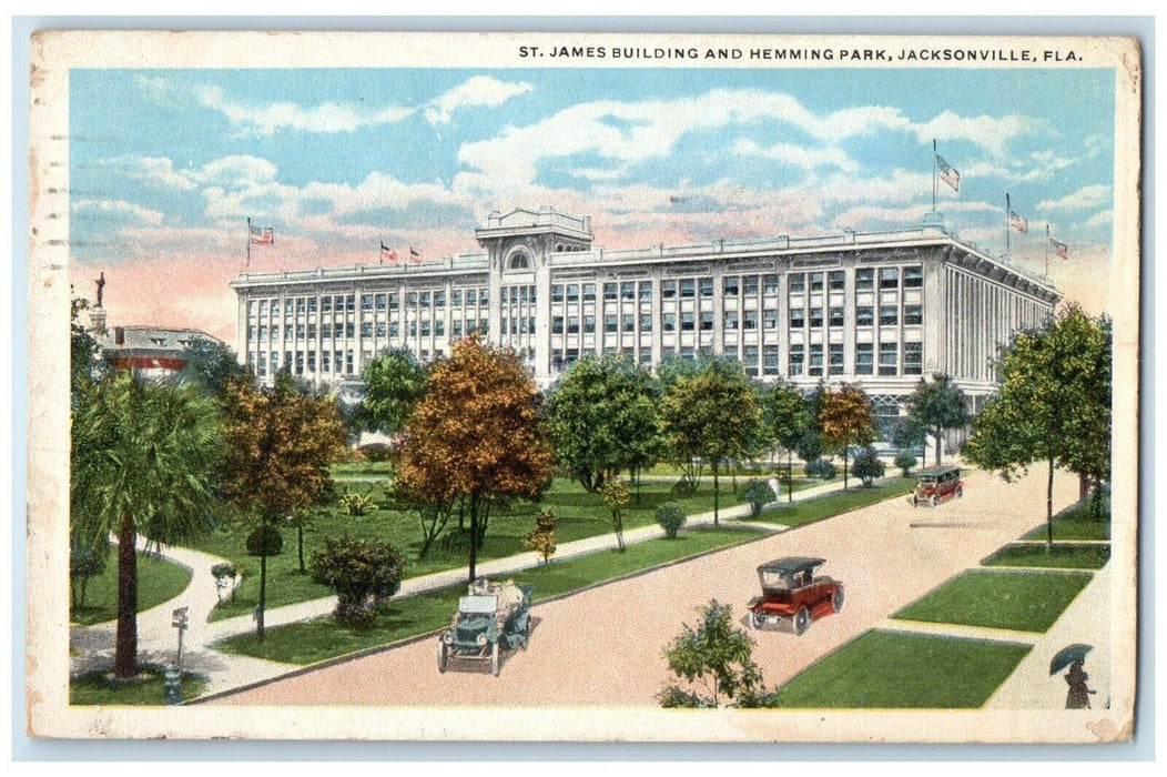 1918 St. James Building Hemming Park Exterior Jacksonville Florida FL Postcard