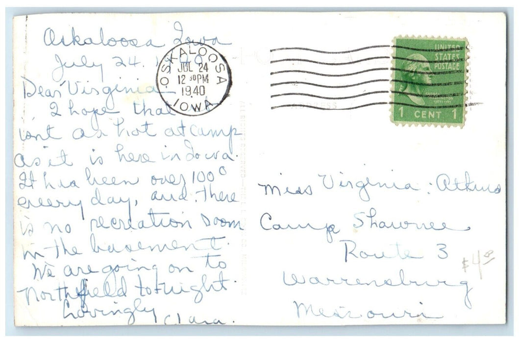 1940 View Of Edmundson Park Oskaloosa Iowa IA RPPC Photo Posted Vintage Postcard