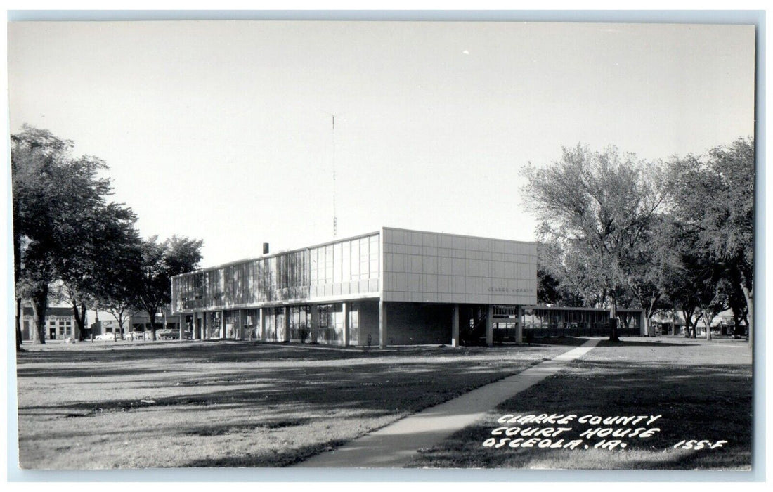 c1940's View Of Clarks County Court House Osceola Iowa IA RPPC Photo Postcard