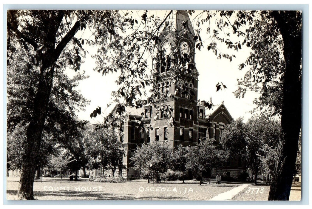 c1940's Court House Building Clock Tower Osceola Iowa IA RPPC Photo Postcard