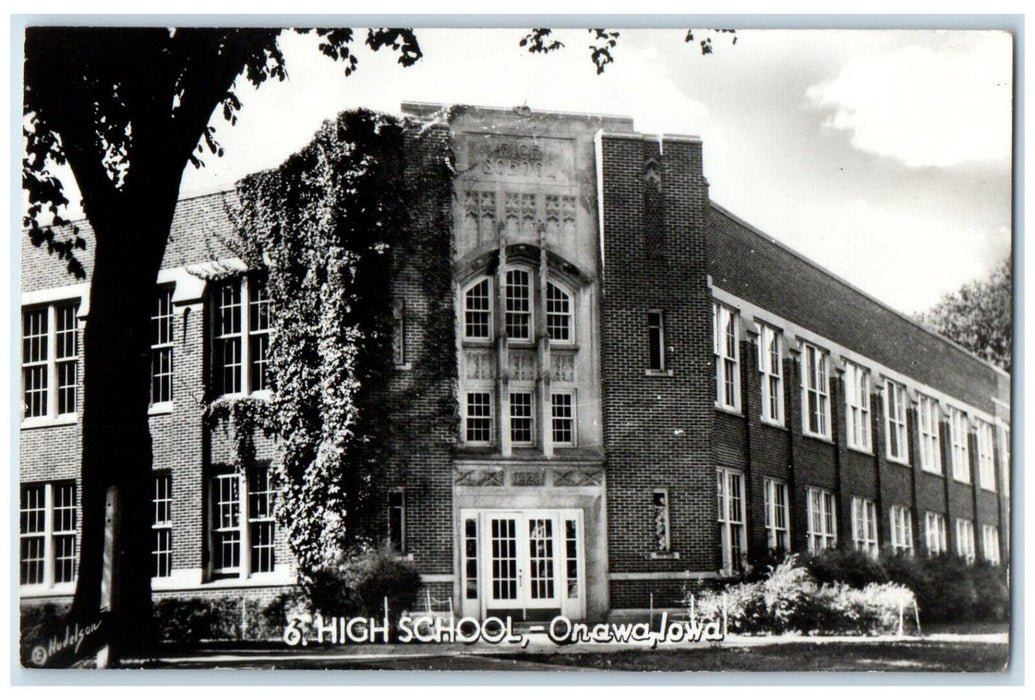 c1940's High School Building Onawa Iowa IA RPPC Photo Unposted Vintage Postcard