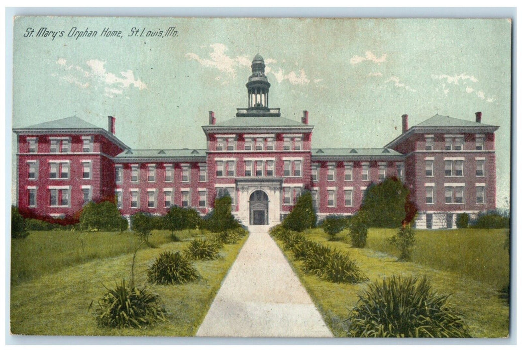 c1910 St. Mary's Orphan Home Exterior Building Field St. Louis Missouri Postcard