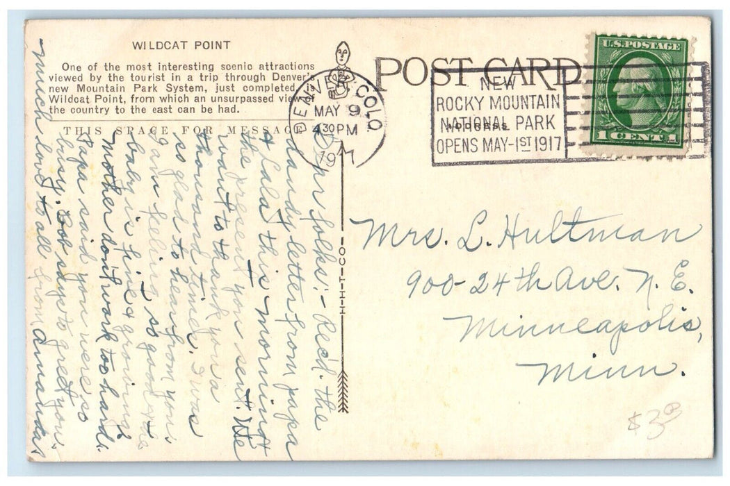 1917 Wildcat Point Lookout Mountain Denver Mountain Parks Colorado CO Postcard