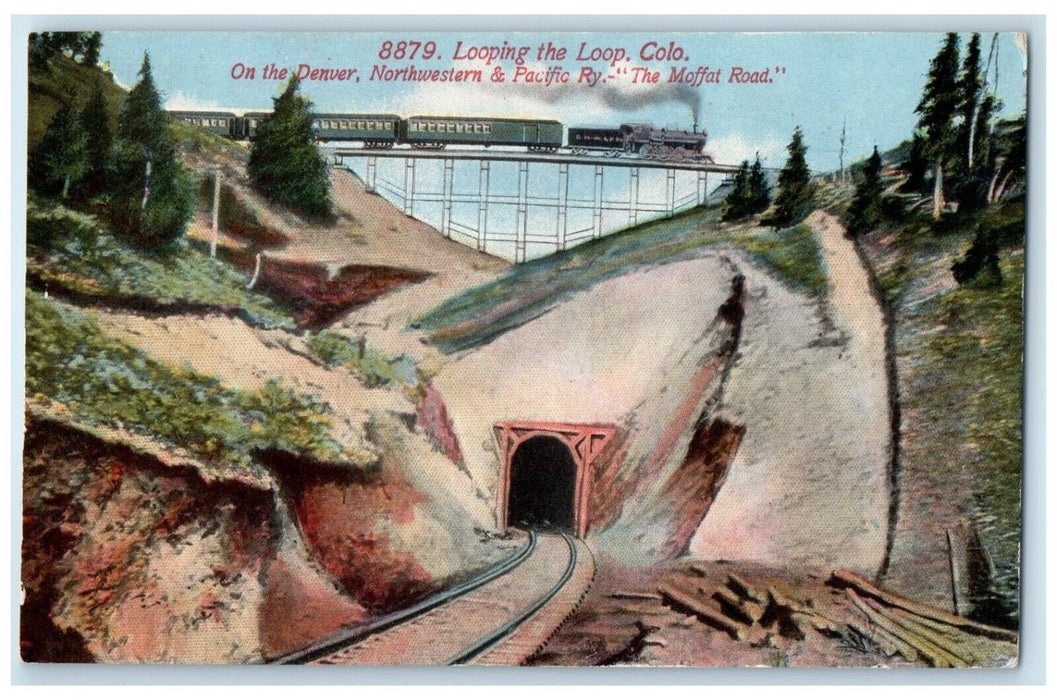 1910 Looping The Loop Moffat Road Locomotive Train Railroad Colorado CO Postcard