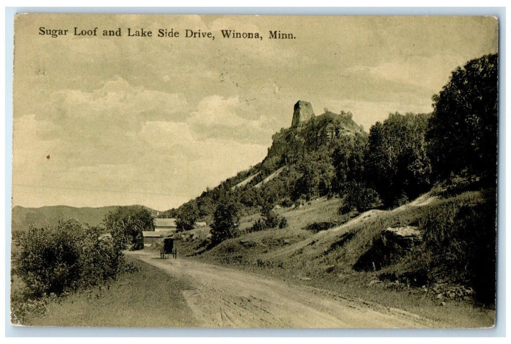 1907 Sugar Loof And Lake Side Drive Horse Buggy Winona Minnesota MN Postcard