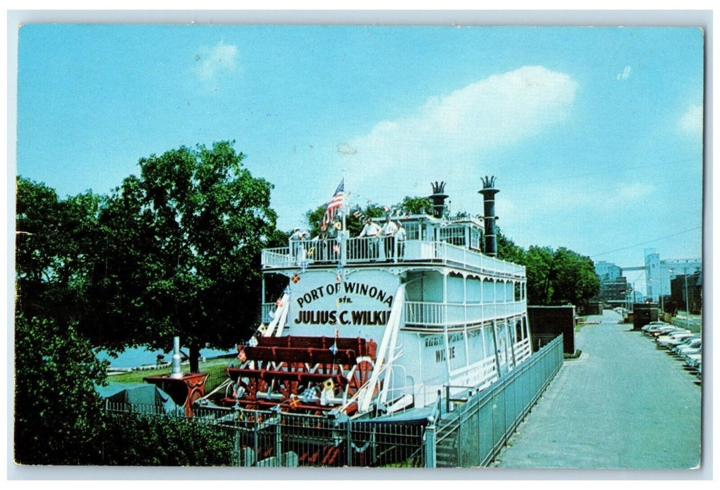 Julius C. Wilkie Port Of Winona Steamer Ship Winona Minnesota MN Postcard