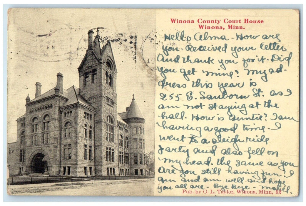 1907 Winona County Court House Building Winona Minnesota MN Antique Postcard