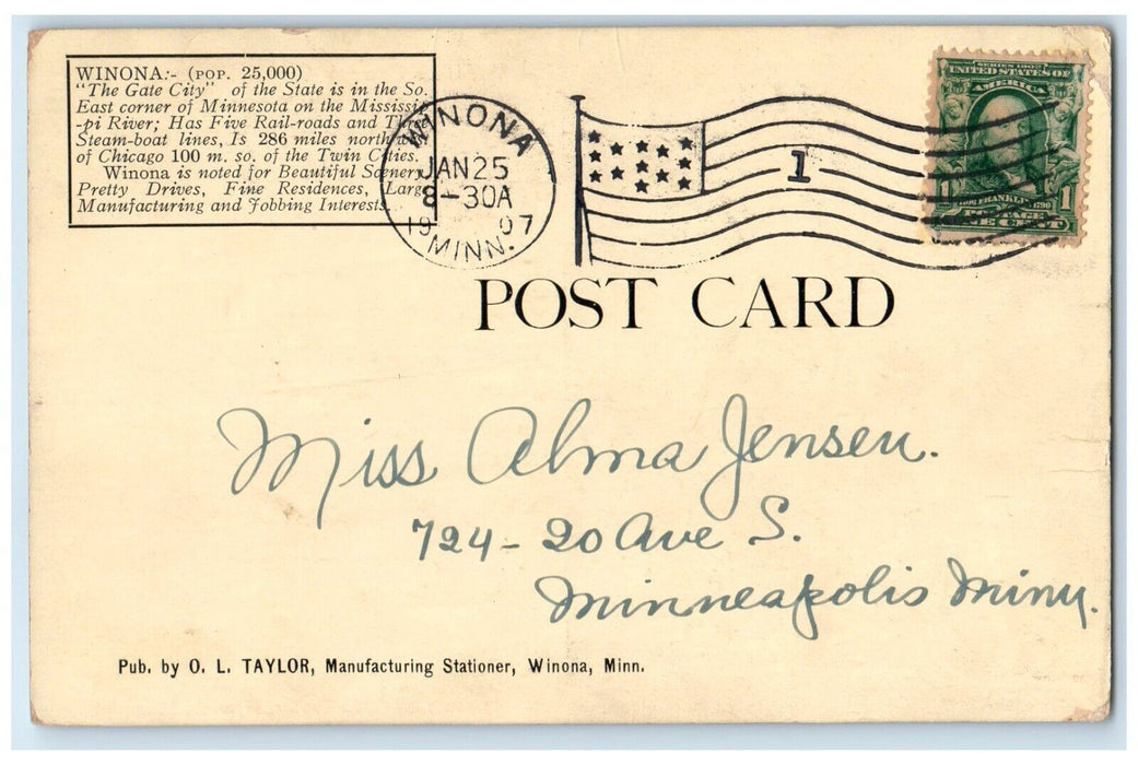 1907 Winona County Court House Building Winona Minnesota MN Antique Postcard