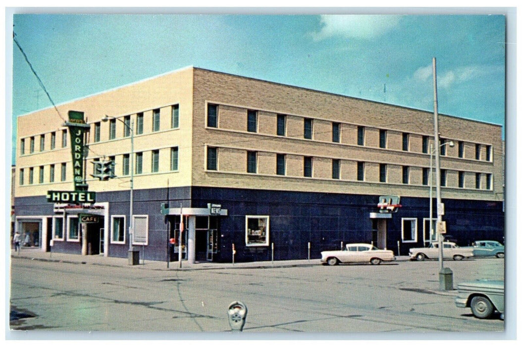 c1950's Hotel Jordan Building Cars Street View Glendive Montana MT Postcard