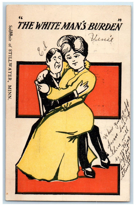 1907 The White Man's Burden Souvenir of Stillwater Minnesota MN Postcard