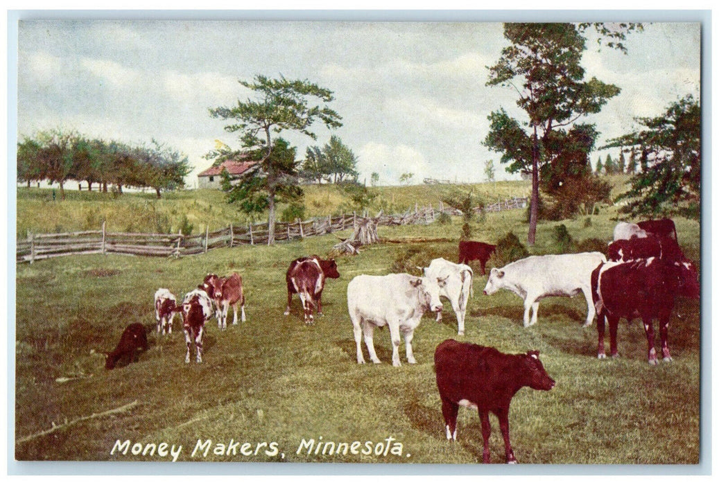 c1910 Money Makers Minnesota MN Cows in the Farm Scene Unposted Postcard