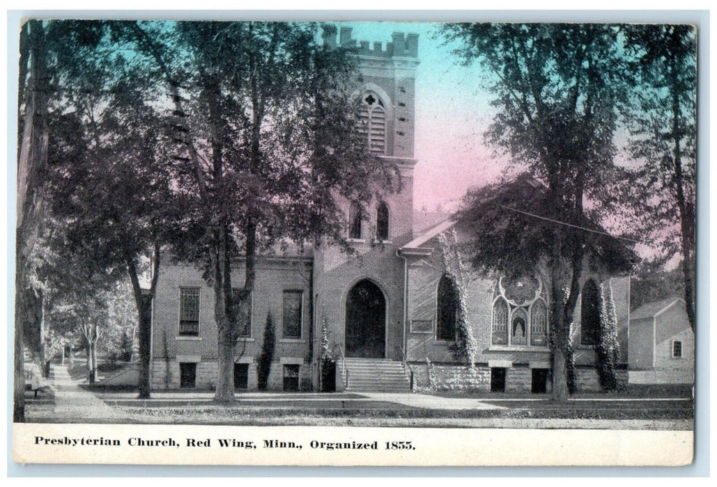 1911 Presbyterian Church Scene Street Red Wing Minnesota MN Vintage Postcard