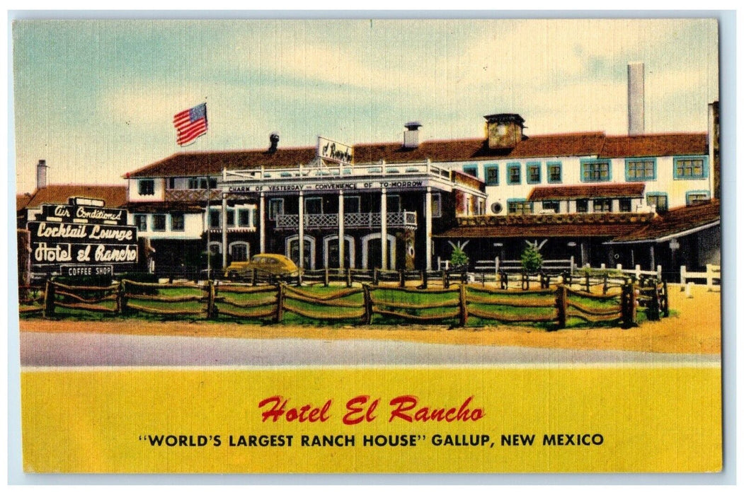 c1940 Exterior View Hotel El Rancho Building Gallup New Mexico Unposted Postcard