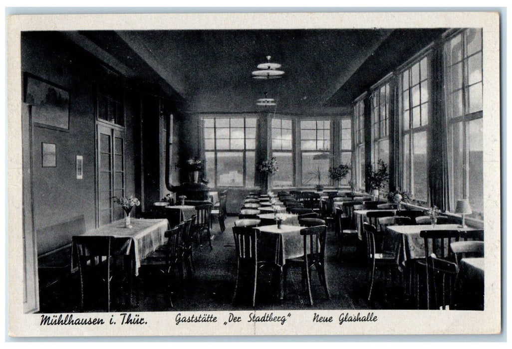 c1940's The Stadtberg restaurant New Glass Hall Germany Vintage Postcard