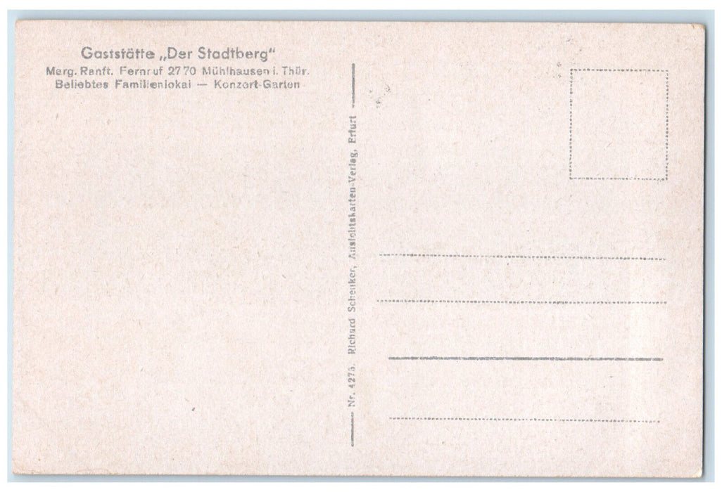 c1940's The Stadtberg restaurant New Glass Hall Germany Vintage Postcard