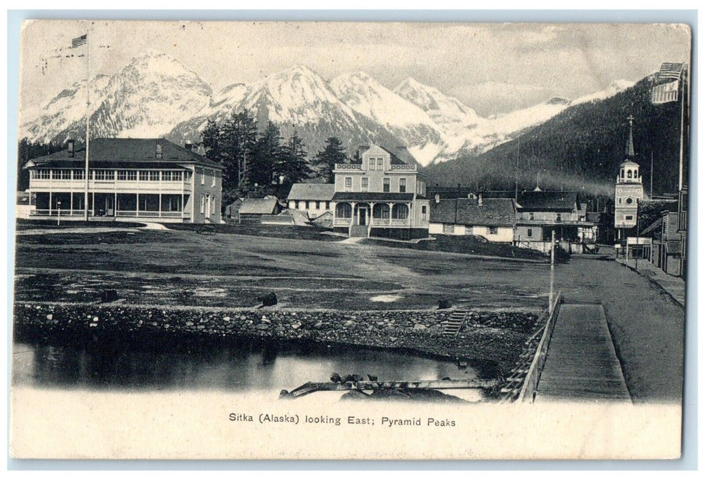1913 Looking East Pyramid Peaks Sitka Skacway Alaska AK Vintage Antique Postcard