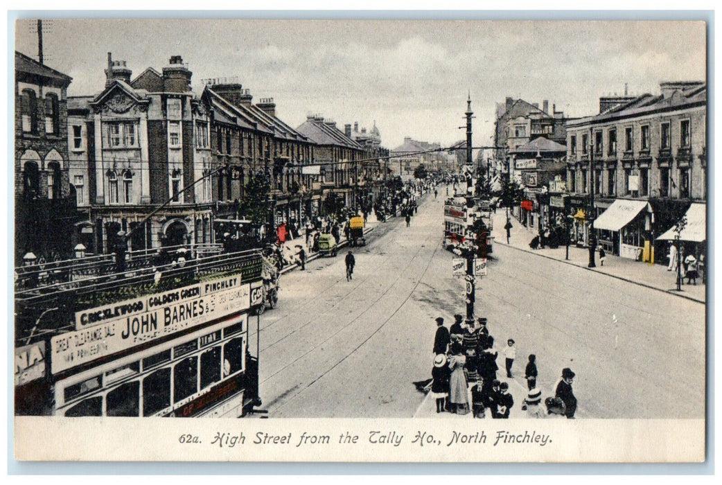 c1910 High Street from the Tally Ho North Finchley London England Postcard