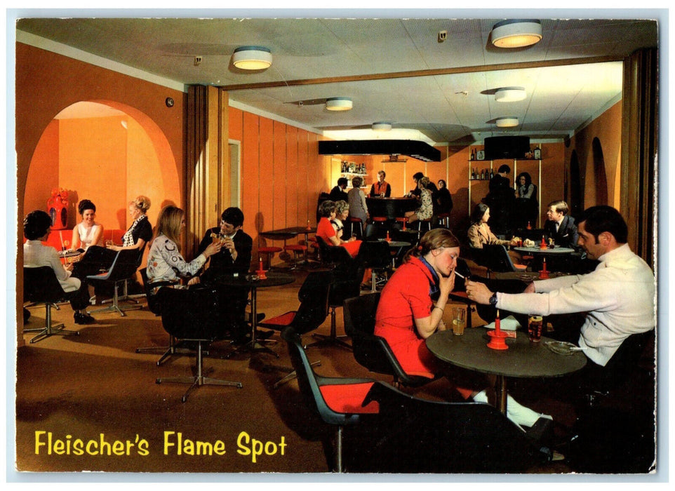 c1950's Bar Section Dining Table Fleischer's Flame Spot Voss Norway Postcard