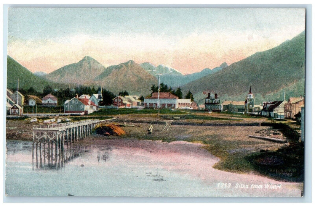 c1910 Panoramic View Sitka From Wharf Sitka Alaska AK Unposted Antique Postcard