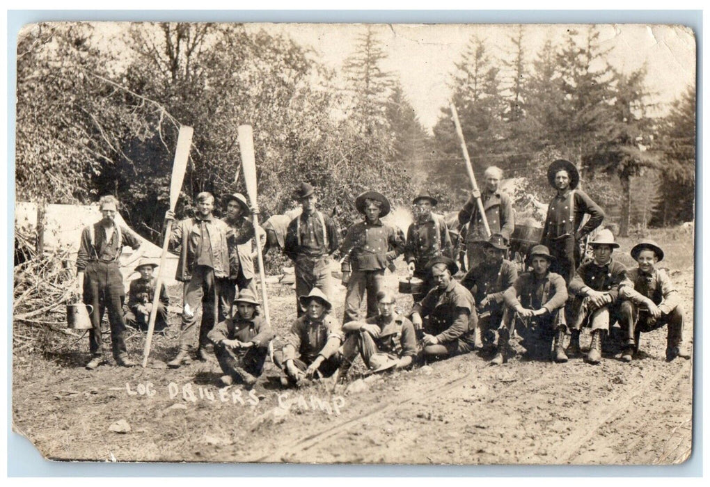 c1910's Saw Mill Logging Occupational Drives Brownsville OR RPPC Photo Postcard