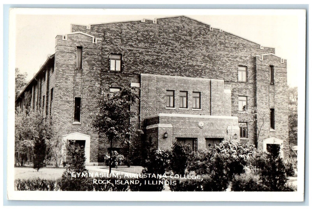 c1940's Gymnasium Augustana College Rock Island Illinois IL RPPC Photo Postcard