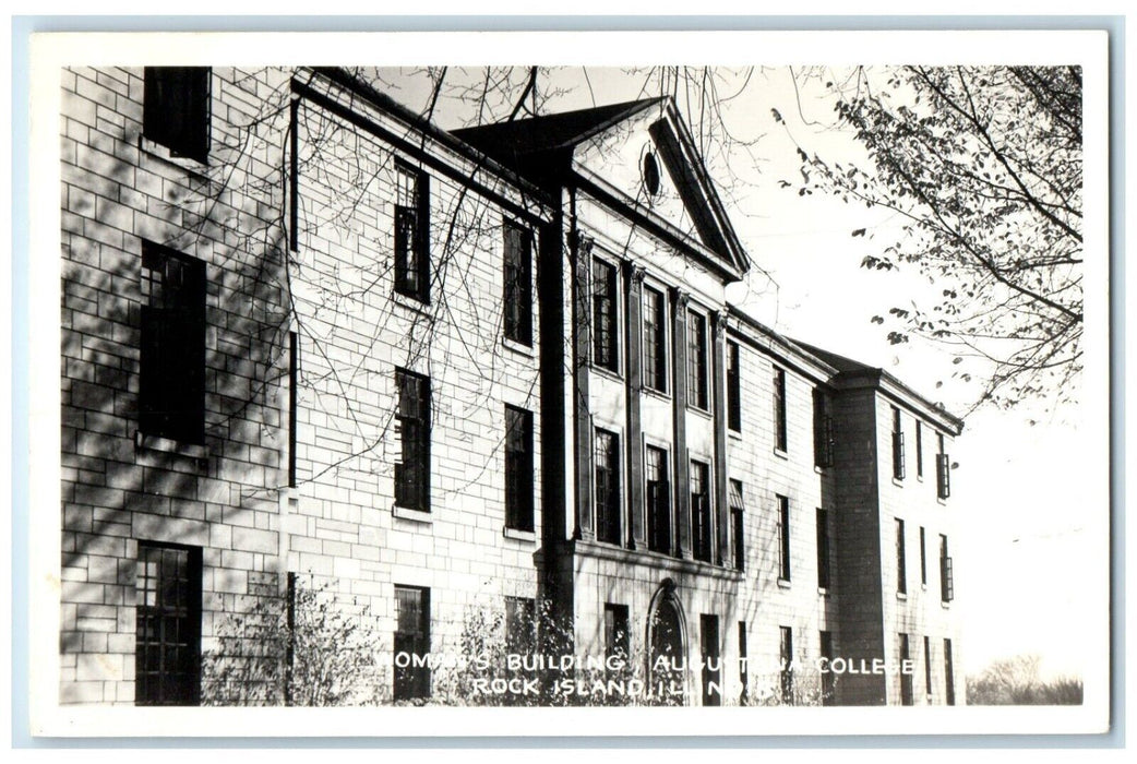 c1940's Womans Building Augustana College Rock Island IL RPPC Photo Postcard