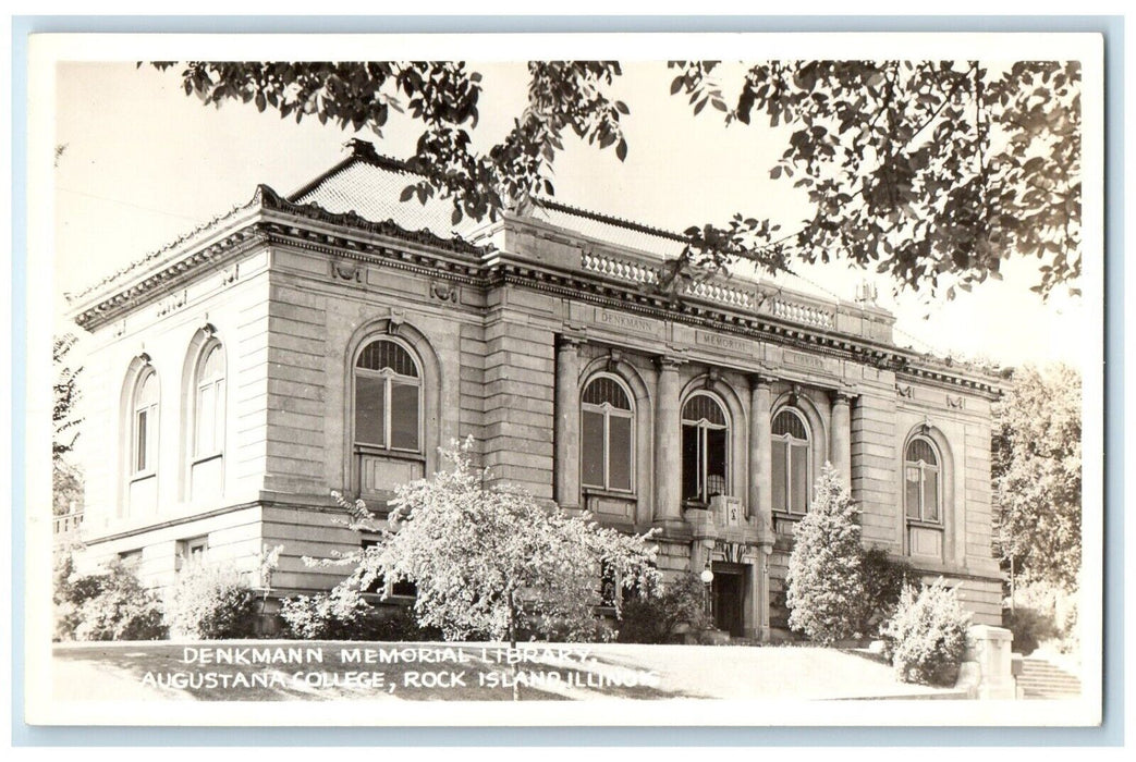 Denkmann Memorial Library Augustana College Rock Island IL RPPC Photo Postcard