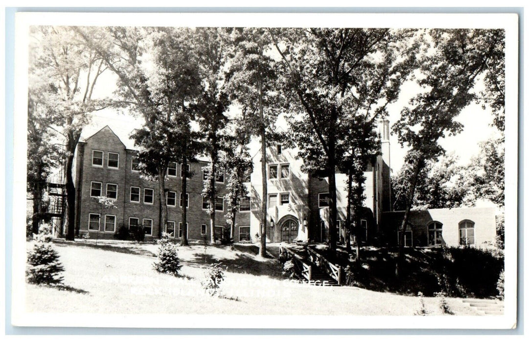 c1940's Hall of Augustana College Building Rock Island IL RPPC Photo Postcard
