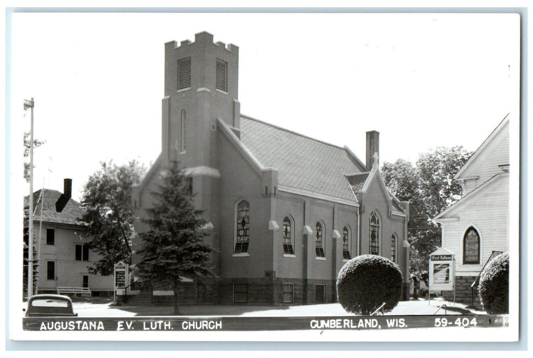 c1940's Augustana Evangelical Lutheran Church Cumberland WI RPPC Photo Postcard