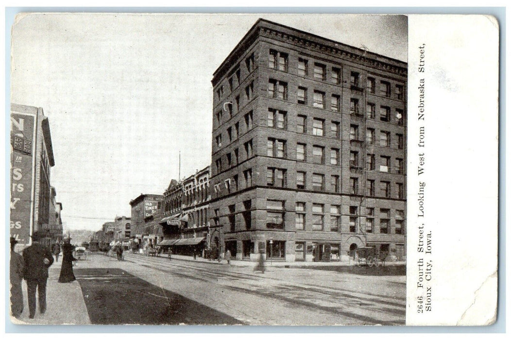 c1910 Fourth Street Looking West Nebraska Road Sioux City Iowa Vintage Postcard