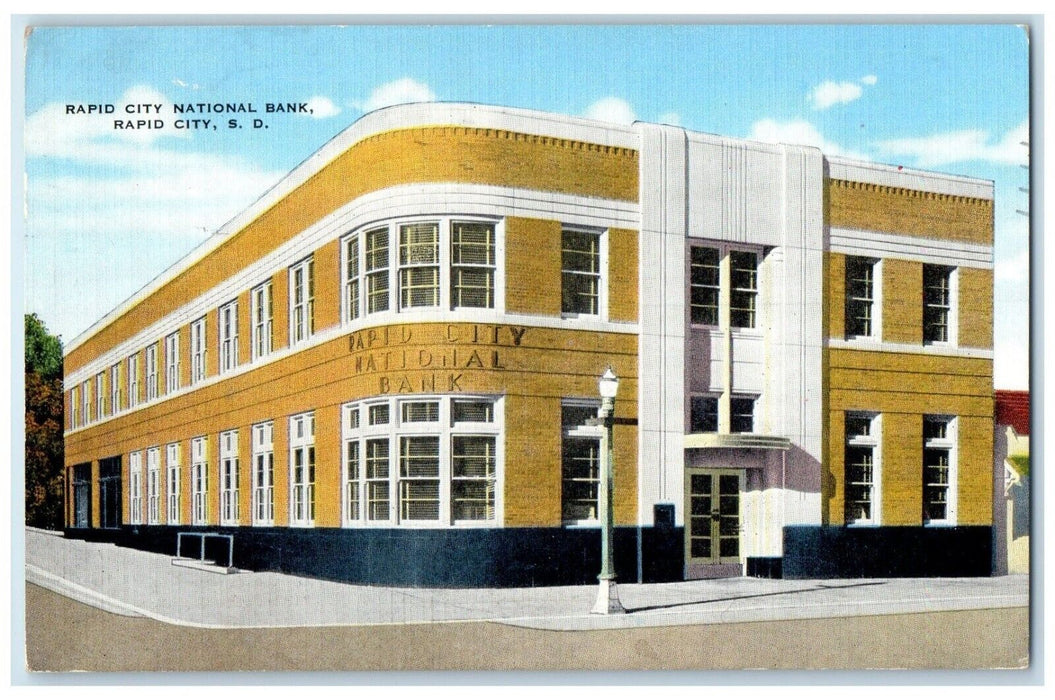 c1940 Exterior View Rapid City National Bank Rapid City South Dakota SD Postcard