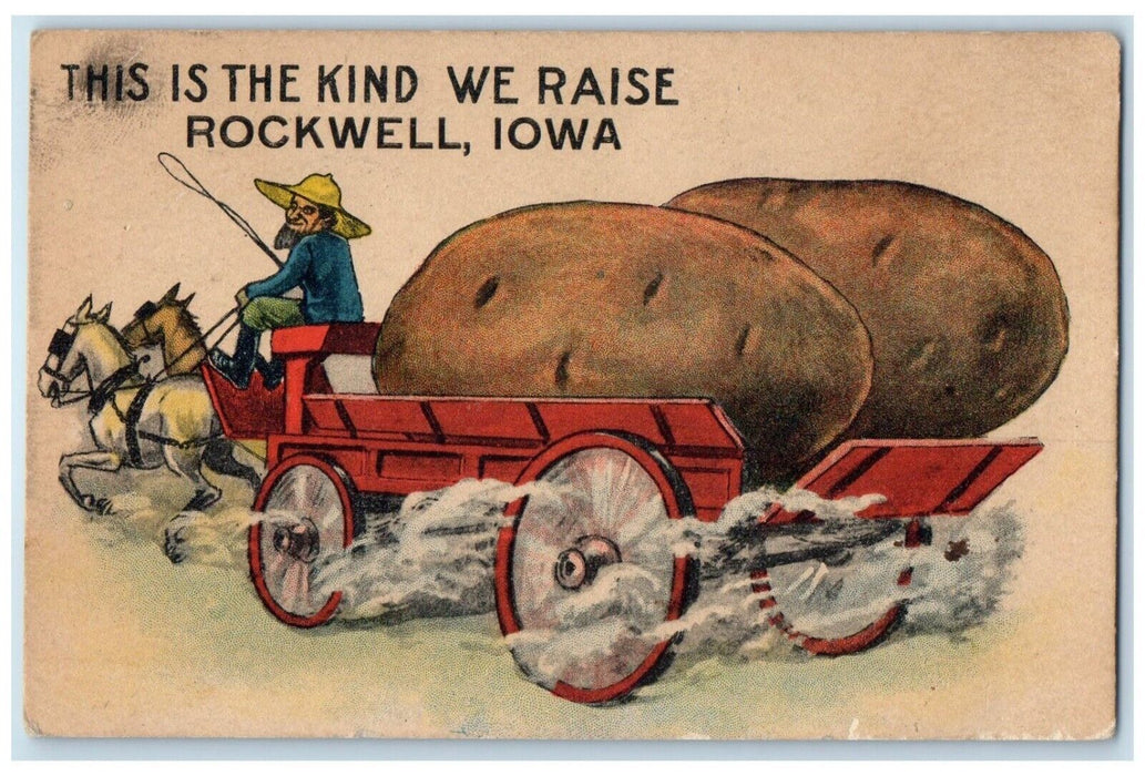 1914 This Kind Raise Potatoes Exaggerated Rockwell Iowa Vintage Antique Postcard